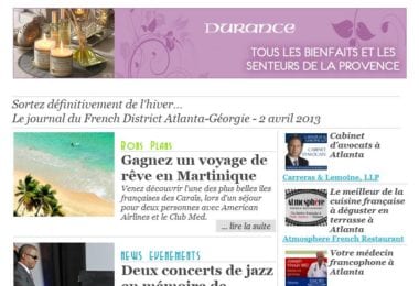 La newsletter French District Boston du Mardi 2 Avril 2013 - Sortez definitivement de l'hiver...