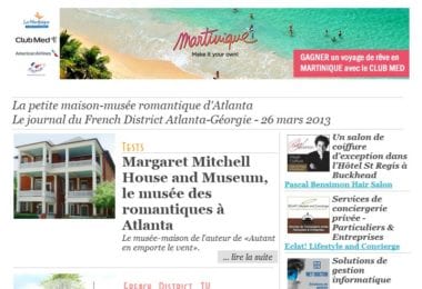 La newsletter French District Boston du Mardi 26 Mars 2013 - La petite maison-musee romantique d'Atlanta