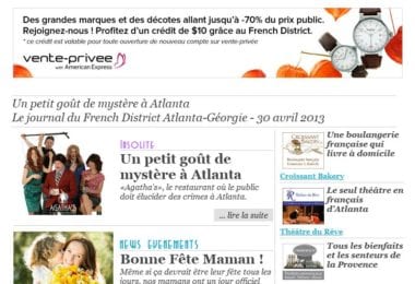 La newsletter French District Boston du Mardi 30 Avril 2013 - Un petit gout de mystere a Atlanta