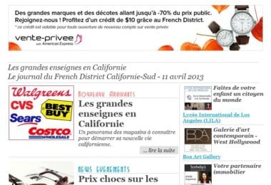 La newsletter French District Boston du Jeudi 11 Avril 2013 - Les grandes enseignes en Californie