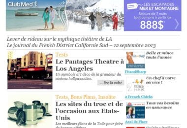 La newsletter French District Boston du Jeudi 12 Septembre 2013 - Lever de rideau sur le mythique theatre de LA