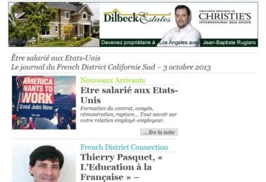 La newsletter French District Boston du Jeudi 3 Octobre 2013 - Etre salarie aux Etats-Unis