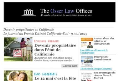 La newsletter French District Boston du Jeudi 9 Mai 2013 - Devenir proprietaire en Californie