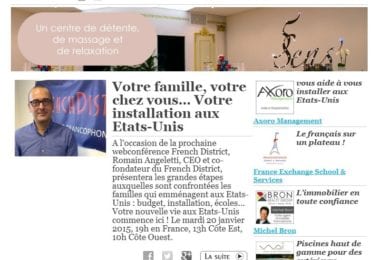 La newsletter French District Boston du Mardi 13 Janvier 2015 - Networking et Bonnes Adresses en Californie du sud