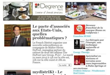 La newsletter French District Boston du Mardi 17 Mars 2015 - Networking et Bonnes Adresses en Californie du sud