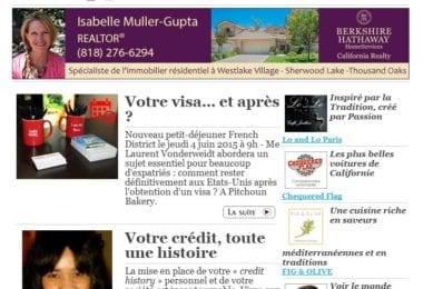 La newsletter French District Boston du Mardi 19 Mai 2015 - Networking et Bonnes Adresses en Californie du sud