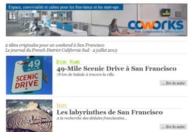La newsletter French District Boston du Mardi 2 Juillet 2013 - 2 idees originales pour un weekend a San Francisco