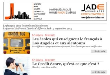 La newsletter French District Boston du Mardi 3 Septembre 2013 - Le francais dans les ecoles californiennes