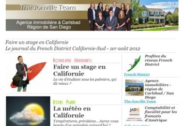 La newsletter French District Boston du Mercredi 1 Août 2012 - Faire un stage en Californie - French District