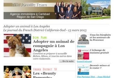 La newsletter French District Boston du Mercredi 13 Mars 2013 - Adopter un animal a Los Angeles