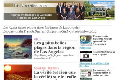 La newsletter French District Boston du Mercredi 14 Novembre 2012 - Les 5 plus belles plages dans la region de Los Angeles
