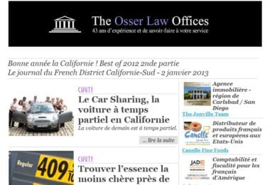 La newsletter French District Boston du Mercredi 2 Janvier 2013 - Bonne annee la Californie ! Best of 2012 2nde partie