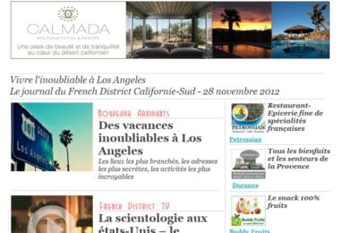 La newsletter French District Boston du Mercredi 28 Novembre 2012 - Vivre l'inoubliable a Los Angeles