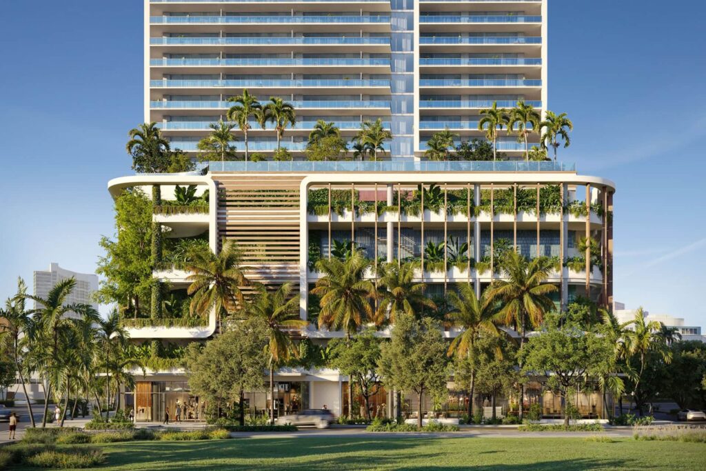Rendu 3D de l'immeuble Jean-Georges Miami Tropic à Miami
