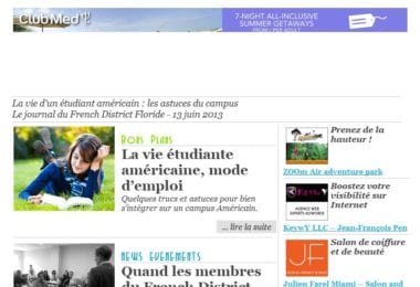 La newsletter French District Floride du Jeudi 13 Juin 2013 - La vie d'un etudiant americain : les astuces du campus