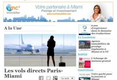 La newsletter French District Floride du Jeudi 16 Octobre 2014 - Les vols directs Paris-Miami