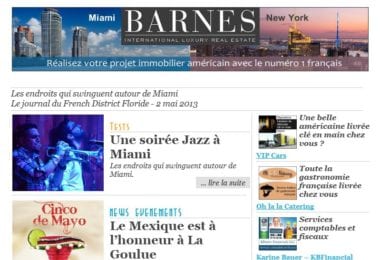 La newsletter French District Floride du Jeudi 2 Mai 2013 - Les endroits qui swinguent autour de Miami