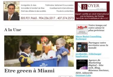 La newsletter French District Floride du Jeudi 24 Septembre 2015 - Etre Green a Miami