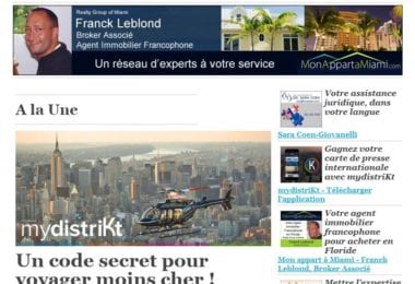 La newsletter French District Floride du Jeudi 26 Novembre 2015 - Un code secret pour voyager moins cher !