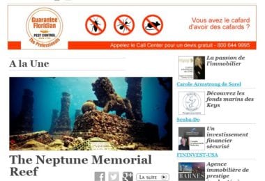 La newsletter French District Floride du Jeudi 31 Octobre 2013 - Un cimetiere sous-marin a Key Biscayne