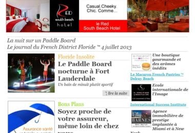 La newsletter French District Floride du Jeudi 4 Juillet 2013 - Du Paddle Board la nuit a Fort Lauderdale