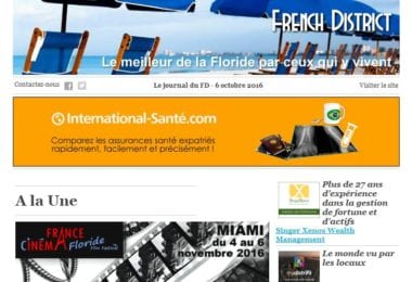 La newsletter French District Floride du Jeudi 6 Octobre 2016 - La France fait son cinema