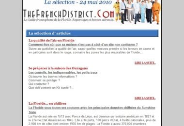 La newsletter French District Floride du Lundi 24 Mai 2010 - La sélection du French District