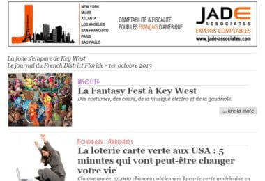 La newsletter French District Floride du Mardi 1 Octobre 2013 - La folie s'empare de Key West