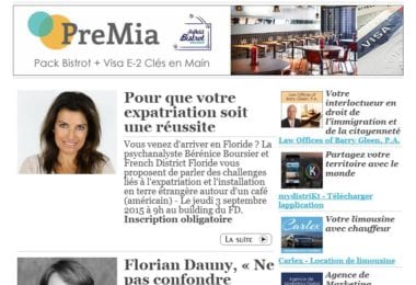 La newsletter French District Floride du Mardi 1 Septembre 2015 - Networking et Bonnes Adresses en Floride