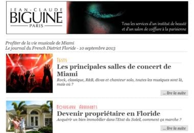 La newsletter French District Floride du Mardi 10 Septembre 2013 - Profiter de la vie musicale de Miami