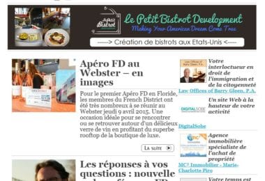 La newsletter French District Floride du Mardi 14 Avril 2015 - Networking et Bonnes Adresses en Floride