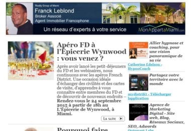 La newsletter French District Floride du Mardi 15 Septembre 2015 - Networking et Bonnes Adresses en Floride