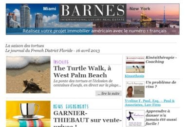 La newsletter French District Floride du Mardi 16 Avril 2013 - La saison des tortues