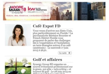 La newsletter French District Floride du Mardi 16 Juin 2015 - Networking et Bonnes Adresses en Floride