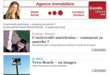 La newsletter French District Floride du Mardi 17 Septembre 2013 - L’universite americaine – comment ca marche ?