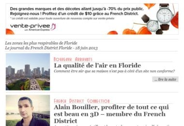 La newsletter French District Floride du Mardi 18 Juin 2013 - Les zones les plus respirables de Floride