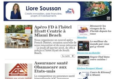 La newsletter French District Floride du Mardi 19 Janvier 2016 - Evenement French District a Miami Beach