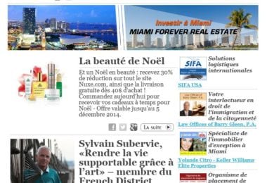 La newsletter French District Floride du Mardi 2 Décembre 2014 - Networking et Bonnes Adresses en Floride