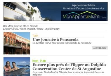 La newsletter French District Floride du Mardi 2 Juillet 2013 - Des idees pour un ete en Floride