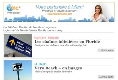 La newsletter French District Floride du Mardi 21 Mai 2013 - Les hotels en Floride : du boui-boui au palace