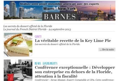 La newsletter French District Floride du Mardi 24 Septembre 2013 - Les secrets du dessert officiel de la Floride