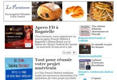 La newsletter French District Floride du Mardi 3 Mai 2016 - Festival de Cannes a Miami Beach