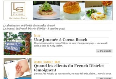 La newsletter French District Floride du Mardi 8 Octobre 2013 - LA destination en Floride des mordus de surf