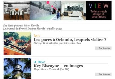La newsletter French District Floride du Mardi 9 Juillet 2013 - Des idees pour un ete en Floride