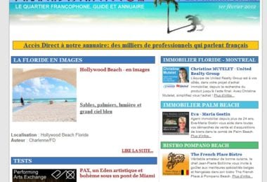La newsletter French District Floride du Mercredi 1 Février 2012 - Hollywood Beach en images - Adresses pour la Saint Valentin - French District Floride