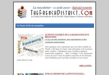 La newsletter French District Floride du Mercredi 11 Août 2010 - Spécial Rentrée - The French District