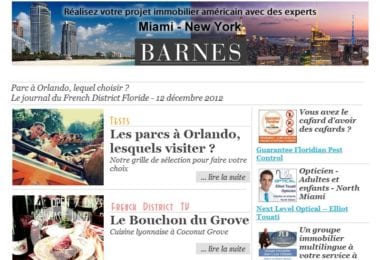 La newsletter French District Floride du Mercredi 12 Décembre 2012 - Parcs a Orlando