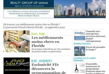 La newsletter French District Floride du Mercredi 12 Septembre 2012 - Ou trouver vos medicaments moins cher en Floride ?