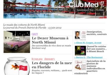 La newsletter French District Floride du Mercredi 13 Juin 2012 - Le musee des voitures de North Miami - Le journal du French District Floride