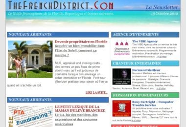 La newsletter French District Floride du Mercredi 13 Octobre 2010 - Devenir proprietaire en Floride et le le lexique de la maman branchee - The French District